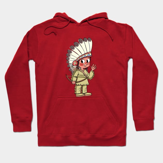 Indian chief with bow and plume on head Hoodie by duxpavlic